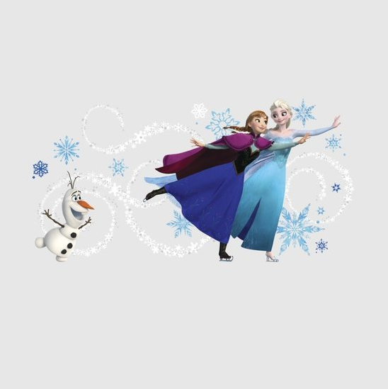 Frozen muursticker met anna elsa en olaf de sneeuwpop aan het schaatsen