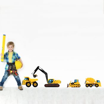 muursticker-werkvoertuigen-kraan-shovel-werk-voertuig-full-colour-heftruck