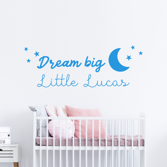dream-big-little-one-naam-blauw-jongen-muursticker