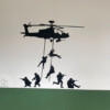 muursticker leger helicopter groen kinderkamer stoer soldaten zwart muurdecoratie
