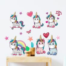 muursticker-unicorns-set-kleurrijk-eenhoorn-babykamer-ideeen-diy-stikkers-kinderkamer-liefde-sterren-hartjes